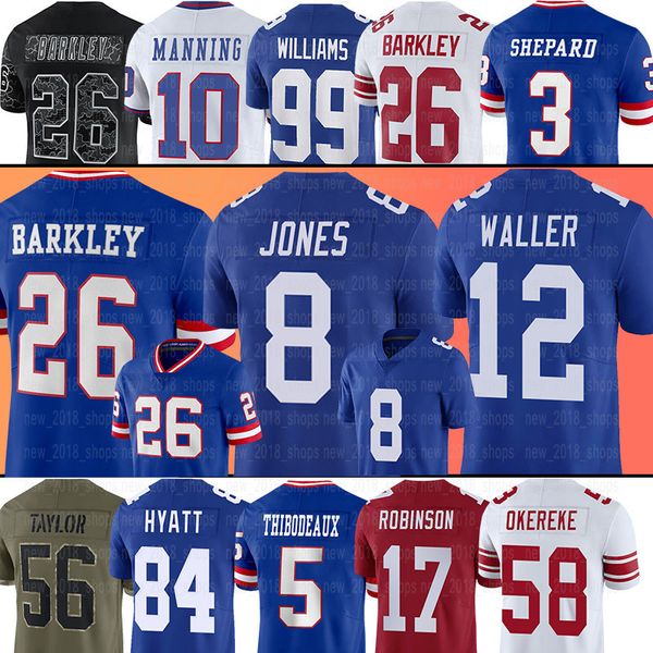 

26 saquon barkley giantes football jersey new yorks deonte banks darren waller wan'dale robinson kayvon thibodeaux jalin hyatt taylor r, Black;red