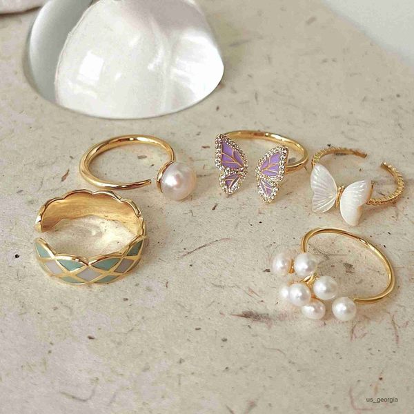 

band rings vintage gentle butterfly open rings for women adjustable colorful drip glaze rings new exquisite jewelry gifts, Silver