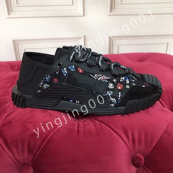 

2023 new luxury designer mens causal shoes fashion woman leather lace up platform sole sneakers white mens womens, Black