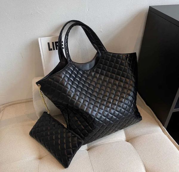 

2023 icare maxi shopping bag large designer bags quilted tote attaches women handbag fashion black lambskin shoulder purse