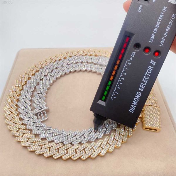 

14k 18k gold plated sterling silver gra certificated hip hop iced out 15mm miami moissanite mens cuban chain necklace