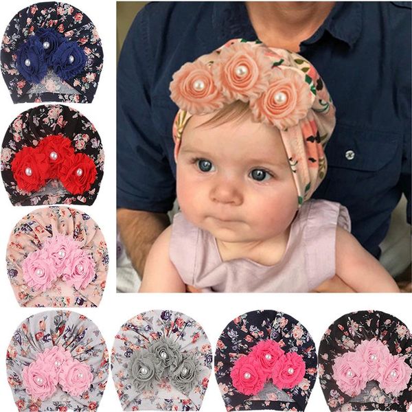 

baby girls indian hats sun floral pearl caps kids outdoor slouchy beanies toddler printed skull caps infant soft hats, Yellow