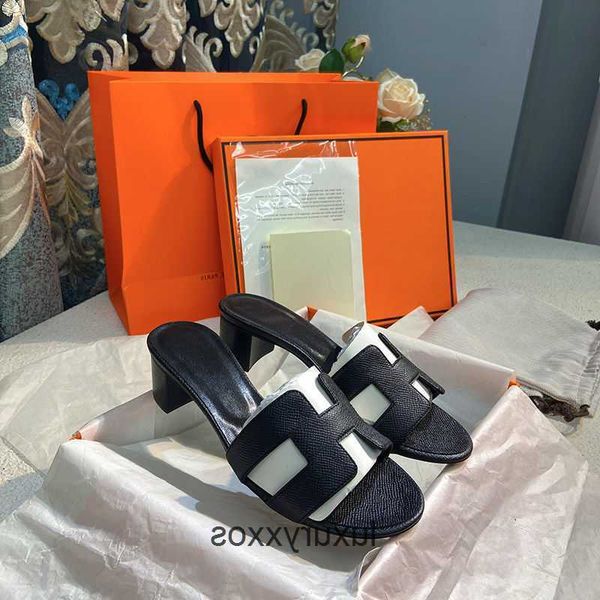

designer women's slippers slide oasis beach sandal high h shoe leather 2023 heels orans orange candy color wear beach 1 htrd