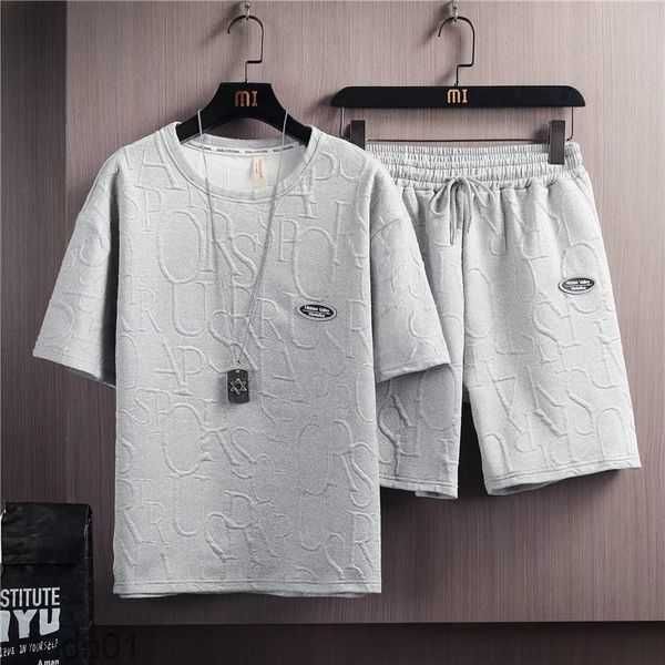 

tshirt shorts pieces set white summer tracksuit men s 3d letters vintage streetwear creative pattern men sets short outfits 220615 bvin, White;black