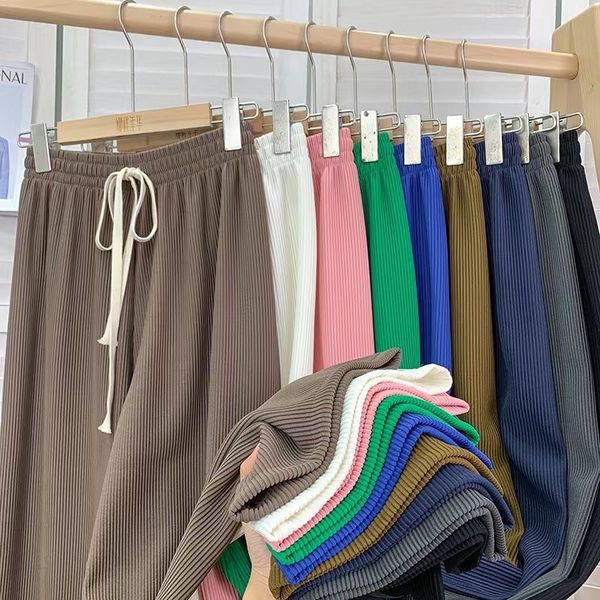 

women's pants capris women drawstring pants wide leg pants high waist straight pant korean loose sweatpants hip hop long trousers 23050, Black;white