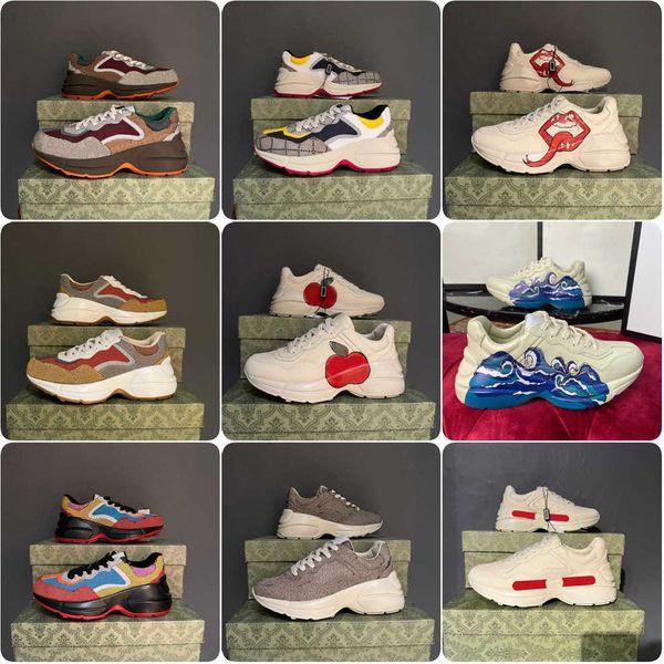 

chaussures trainers ggs''gg fashion mouth rhyton vintage luxury designer ladies white shoes sneakers wave beige men sneaker shoe q