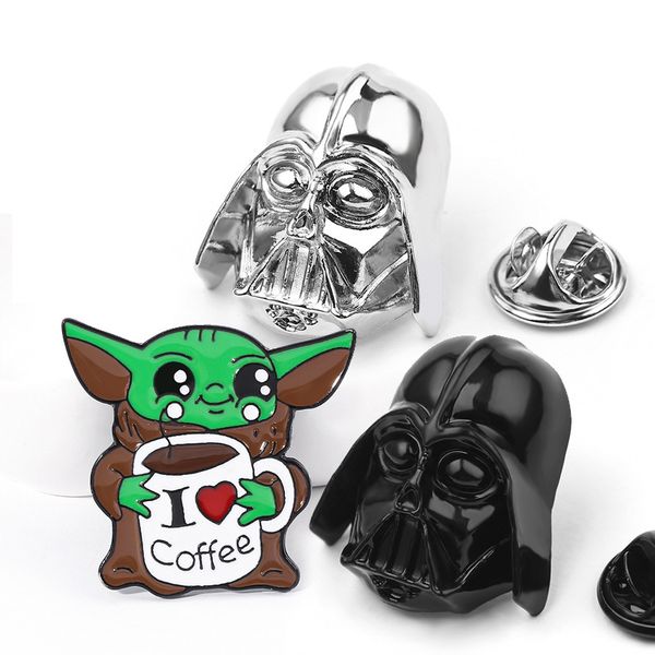 

green baby brooch mask brooch cute anime movies games hard enamel pins collect metal cartoon brooch backpack hat bag collar lapel badges, Blue