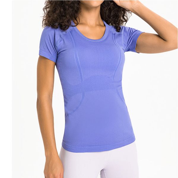 

short women's sleeved sports seamless yoga t-shirt slim fit light fast dry fitness shirt elastic gym slim sweatshirts perspiration bre