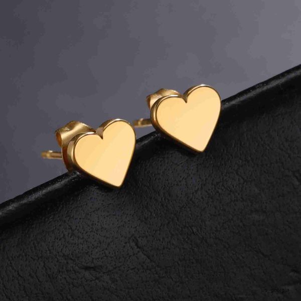 

stud skyrim lovely heart stud earring women girls stainless steel minimalist small earrings 2023 trend jewelry gift for lover, Golden;silver