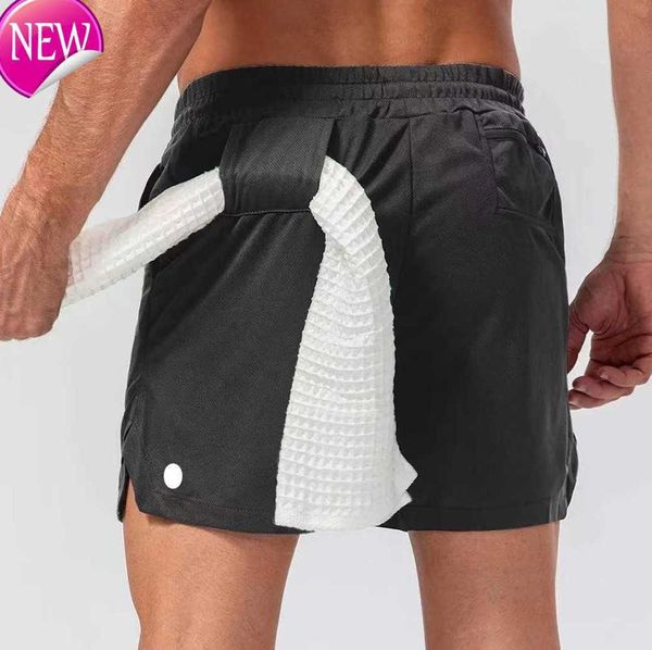 

lululemens women's tracksuits men yoga shorts mens camo breathable gym pants with towel buckle loose casual running lulus short lemon l, Gray