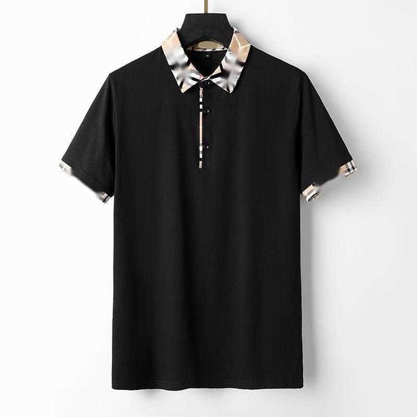 

new designer men's t-shirts fashion casual high-grade breathable wrinkle resistant slim commercial clothing street lapel short sleeve c, White;black