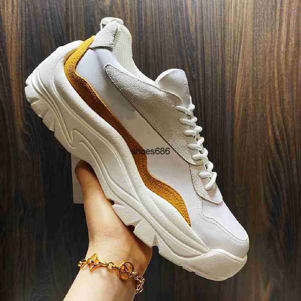 

fashion brand men's shoes genuine leather thick sole sports shoes european fashion casual dad shoes premium feel shoes, Black
