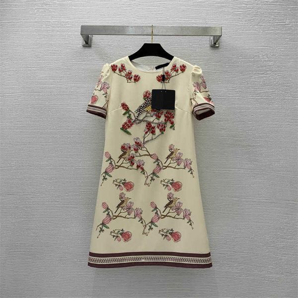

dress for women pattern printed waist slim fit casual dresses fashion brand a-style dress round neck short sleeve skirt designer women cloth, Black;gray
