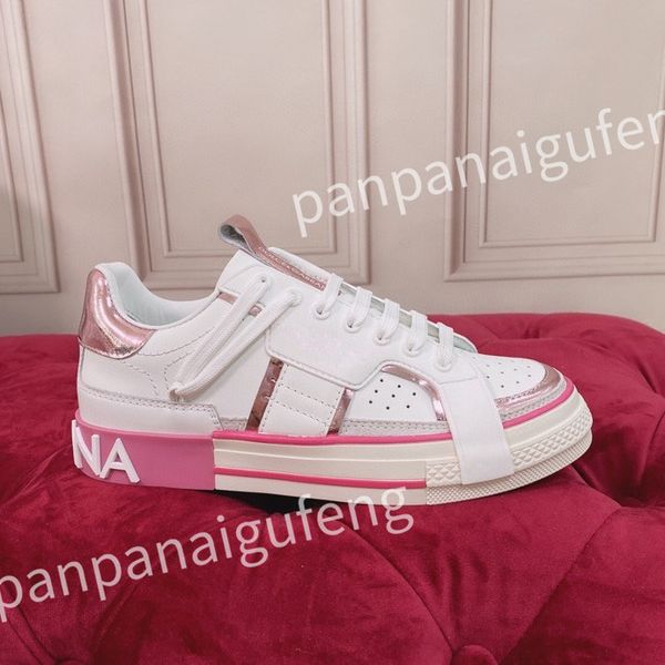 

new luxurys designer casual shoes men shoe fashion sneakers lady white leather shoe lace-up sneaker platform shoess, Black