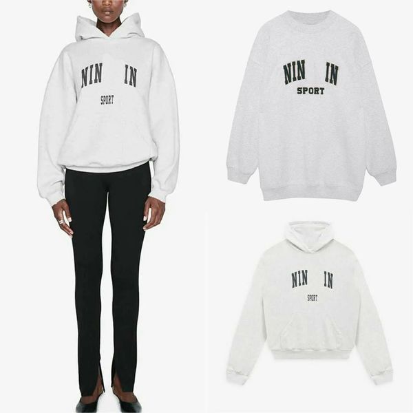 

womens hoodies sweatshirts anine bing city women pullover sweatshirt new embroidery letter burst fleece sweater printed wash round neck fema, Black