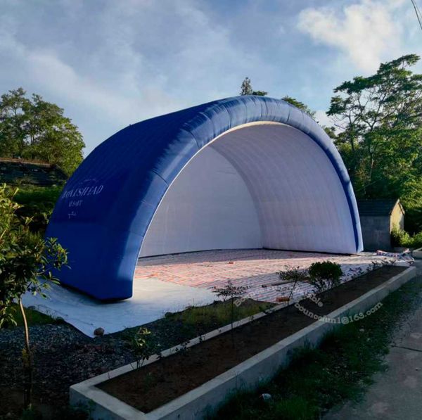 

10m navy blue outdoor inflatable stage cover portable customized stage roof concert event tent with printing for advertising