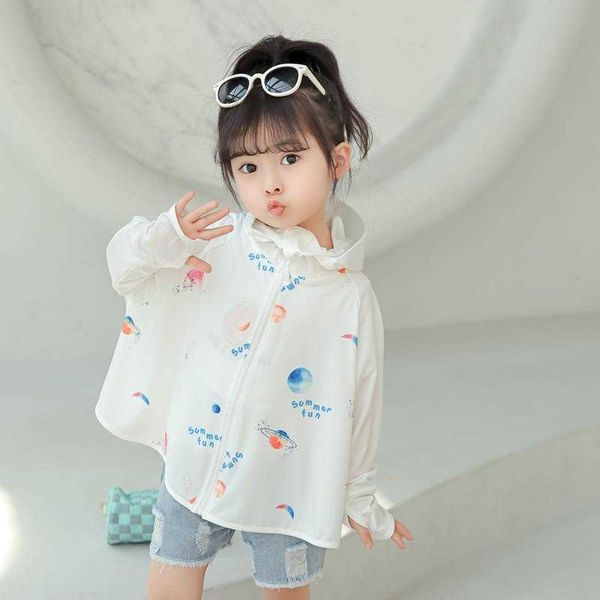 

girls sun protection clothing jackets summer thin hooded baby coat breathable, Blue;gray