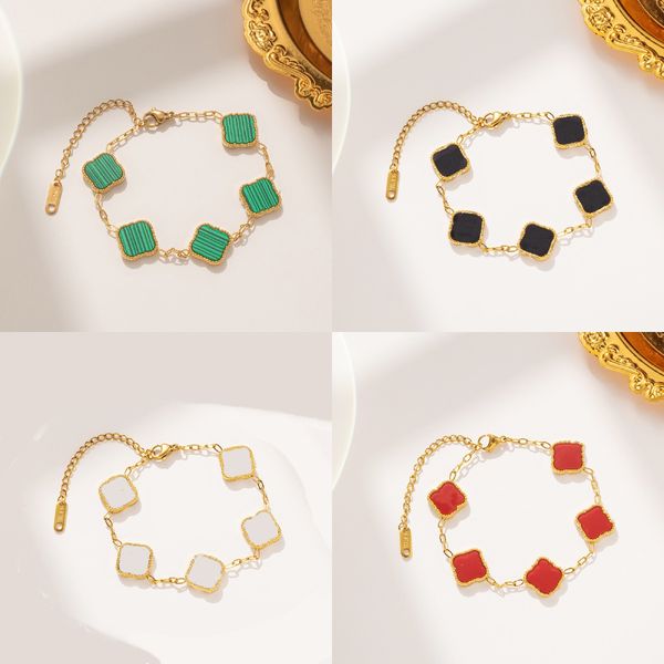 

van clover bracelet luxury designer bracelet 4/four leaf bracelets 18k gold silver plate agate diamond fashion love charm chain for women we, Golden;silver