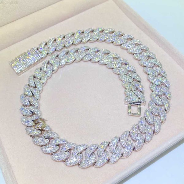 

fresh bussdown 350g hiphop 18mm s925 iced out flawless moissanite miami cuban link chain, Silver