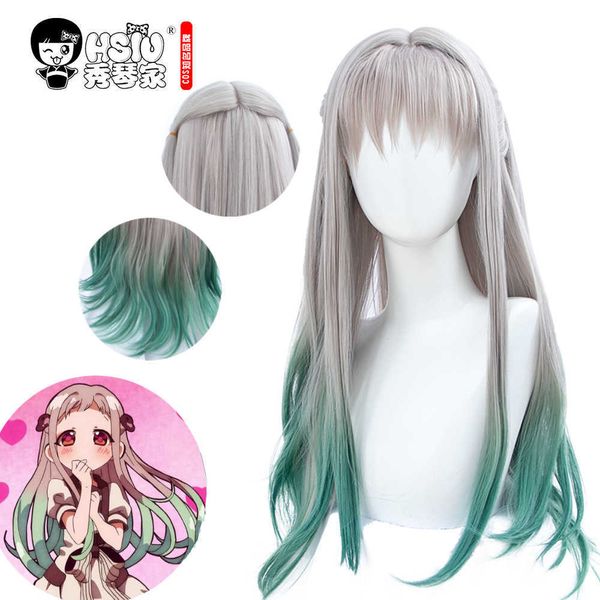 

cosplay wigs fake hair cosplay hannu shounen hanakokun anime tied toilet wig cosplay nene yashiro wig long girl special gradient color j2304, Black