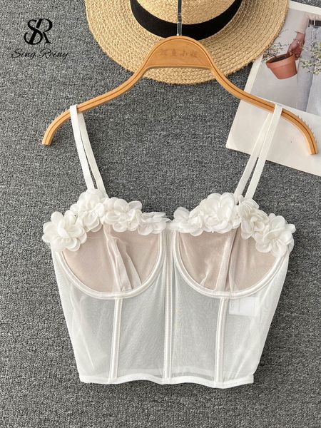 

camisoles tanks singreiny patchwork mesh summer camisole women floral strap backless casual vacation slim ladies beach style outwear tank 23, Black;white
