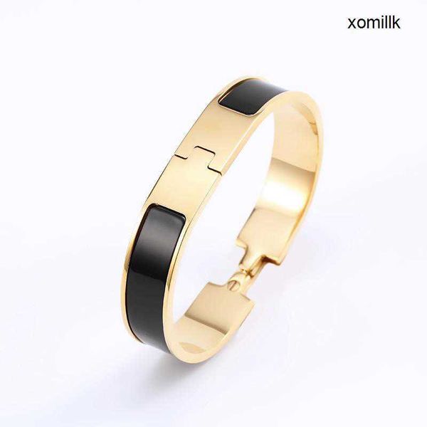 

enamel h bracelet womens mens luxury classics ig quality stainless steel witout fading lovers carm fasion clic s bangles jewelry cll l74w, Black