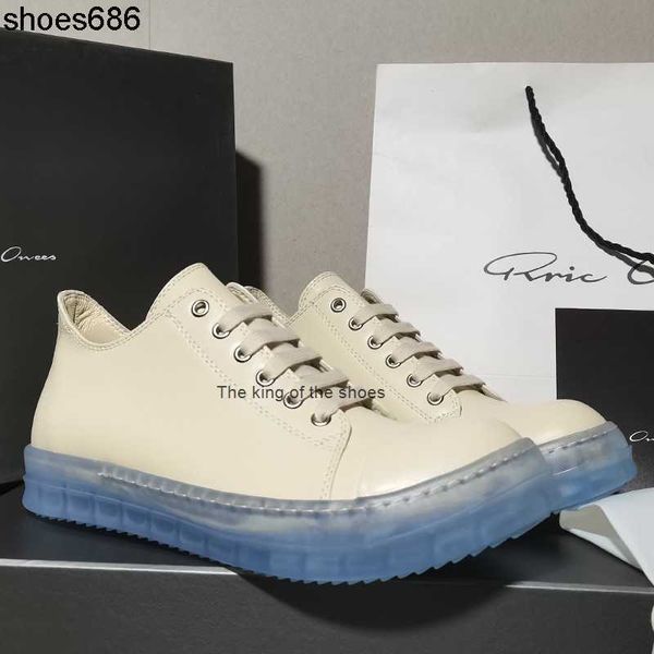

2023 ogrick ro spring new low owens men's shoes blue leather style casual transparent bottom lace beige shallow mouth sneakers shoescas