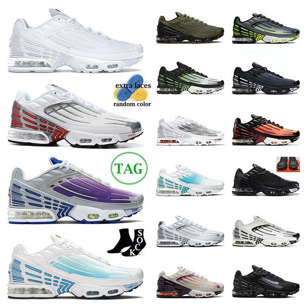 

tn 3 plus men women running shoes triple white silver laser blue purple grey olive ghost green neon tiger obsidian spray painted tn3 tuned s