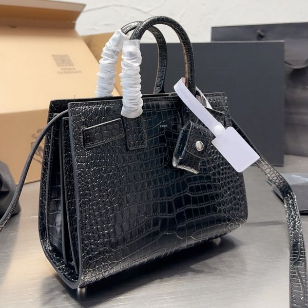 

designer hand bag 2023 new fashion genuine leather tote bag organ bag classic crocodile pattern cowhide handheld women bag one shoulder cros