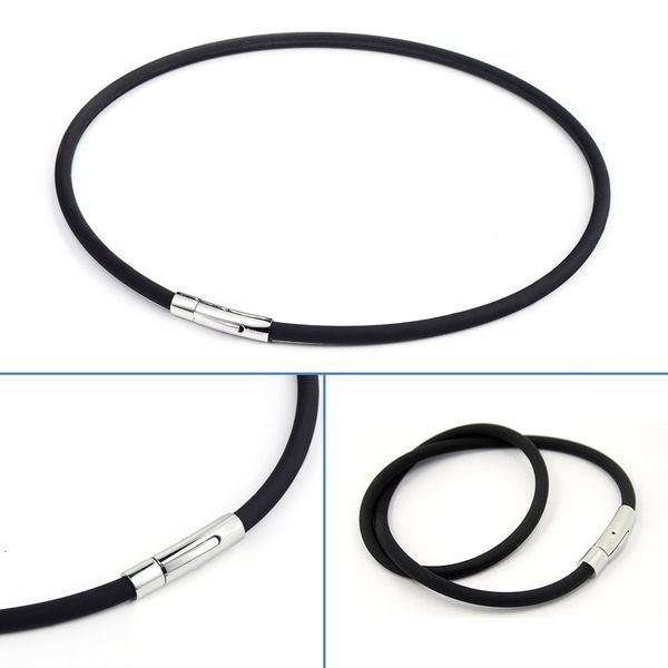 

chokers high energy cervical vertebra magnetic therapy silicone necklace with stainless steel buckle and negative ionic 230503, Golden;silver