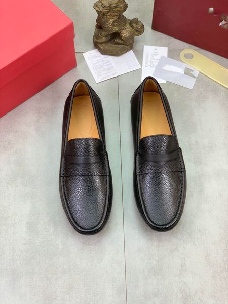 

designer men's business leather shoes comfortable sneakers real leather shoes lazy foot cover casual bean shoes, Black