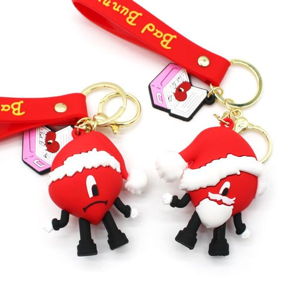 

cute animation jewelry keychain love heart rabbit series pvc key ring accessories kids birthday gift, Red;brown