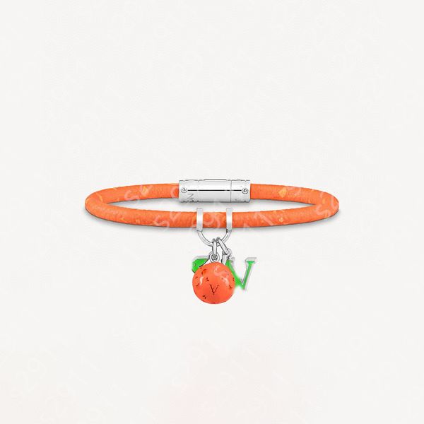 

designer ladies bracelets fashion men v letter orange leather strawberry bracelets luxury classic popular simple jewelry wristband no box, Golden;silver