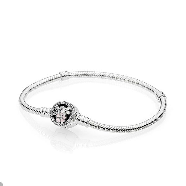 

poetic blooms mixed enamels clasp bracelet for pandora real sterling silver party designer charm bracelets for women luxury flower bracelet, Golden;silver