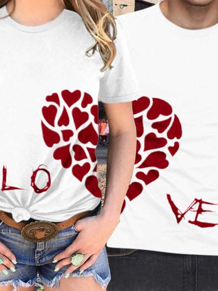 

couple t shirt combination love heart print lovers tshirt short sleeve o neck loose tshirt men man tee shirt clothes, White;black