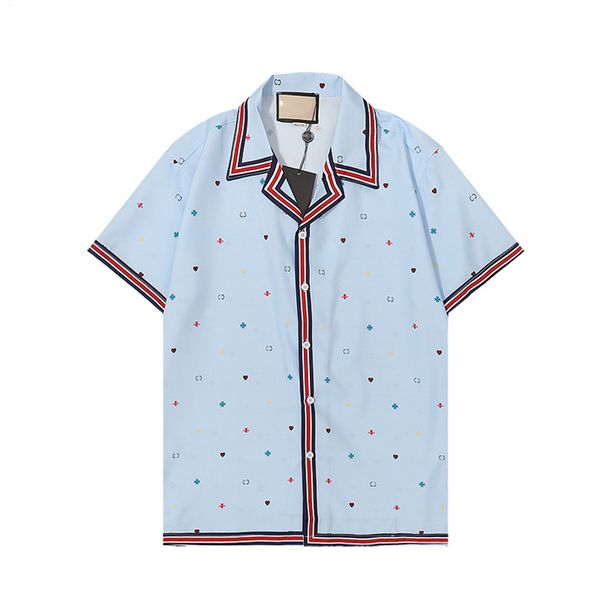 

3 luxury designers shirts men's fashion tiger letter v silk bowling shirt casual shirts men slim fit short sleeve dress shirt -3xl#641, White;black