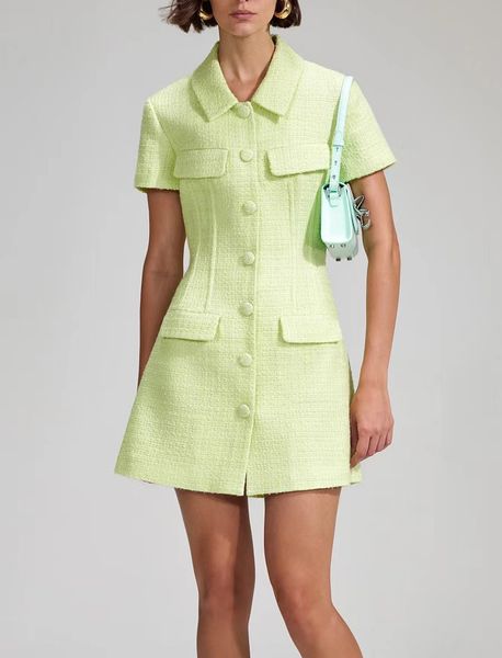

fanncy dress lapel neck short sleeve green gathered waist mini dress, Black;gray