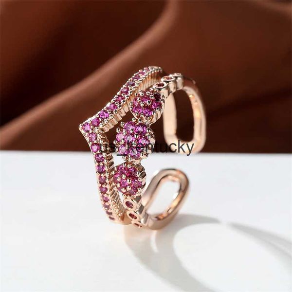 

band rings charm rose red stone adjustable ring gold color female vintage wedding bands open size engagement rings for women bride jewelry, Silver