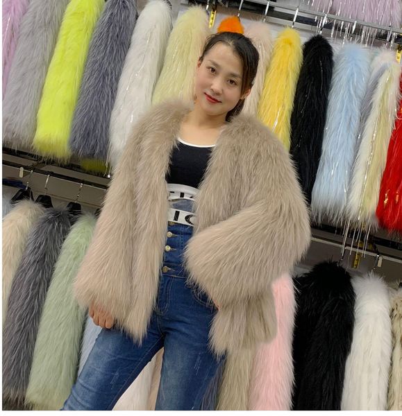 

fur winter raccoon fur woven fur women's jacket midlength fur, Black