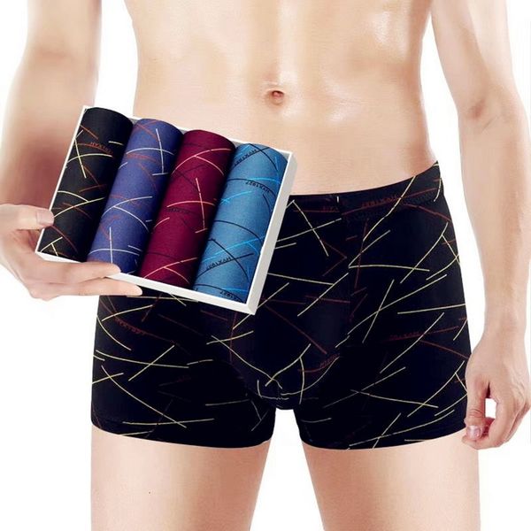 

underpants 4pcs/lot cotton boxer underwear men homme brand mens underpants male panties breathbale shorts u convex pouch men printing boxer, Black;white