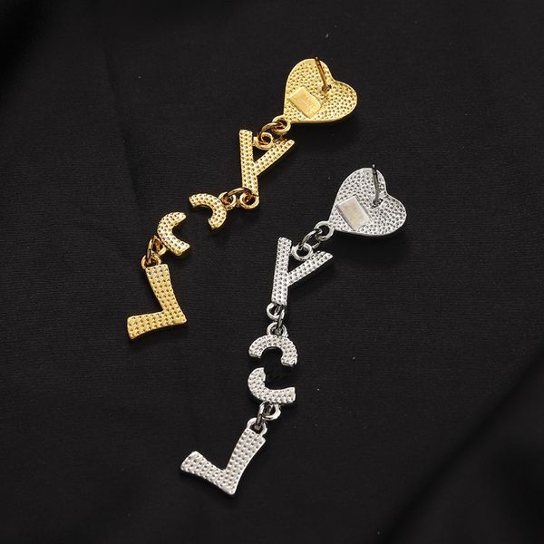 

heart charm dangle earring fashion womens family gifts earrings designer spring girl jewelry birthday party earrings gilded letter, Silver