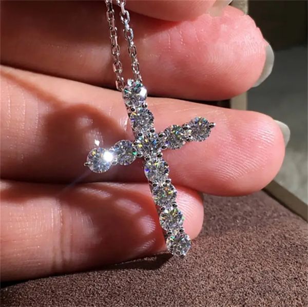 

gorgeous 925 silver plated zircon cross pendant necklace - perfect gift for women & girls