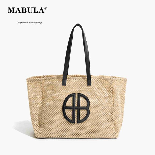 

shoulder bags mabula designer straw beach travel tote set 2 pcs handwove fish net big shopper bag fashion square shoulder handbag 2023 summe