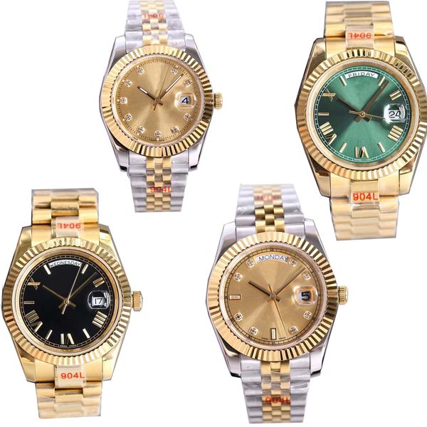 

2023 dual date men's watch designer automatic mechanical watch 41mm all stainless steel luminous waterproof ladies watch montre de luxe, Slivery;golden