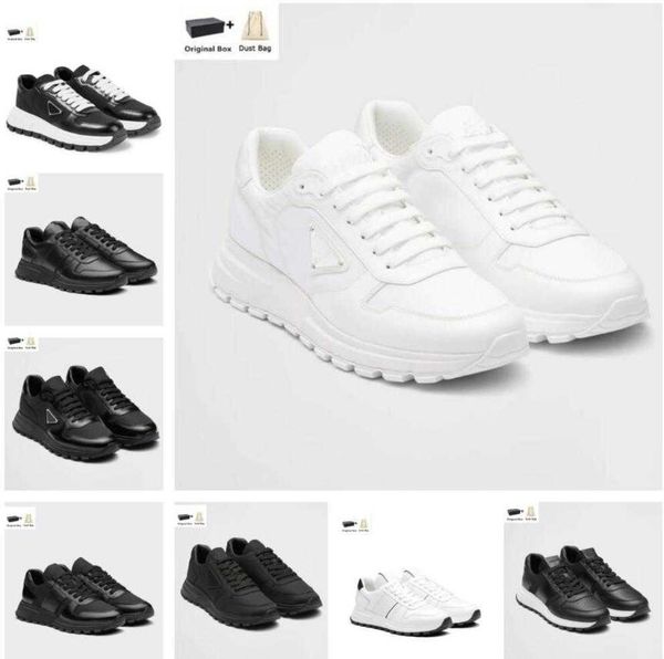 

casual-style runner prax 01 sports shoes low men rubber sole triangle sneakers fabric patent leather men's discount trainer, Black