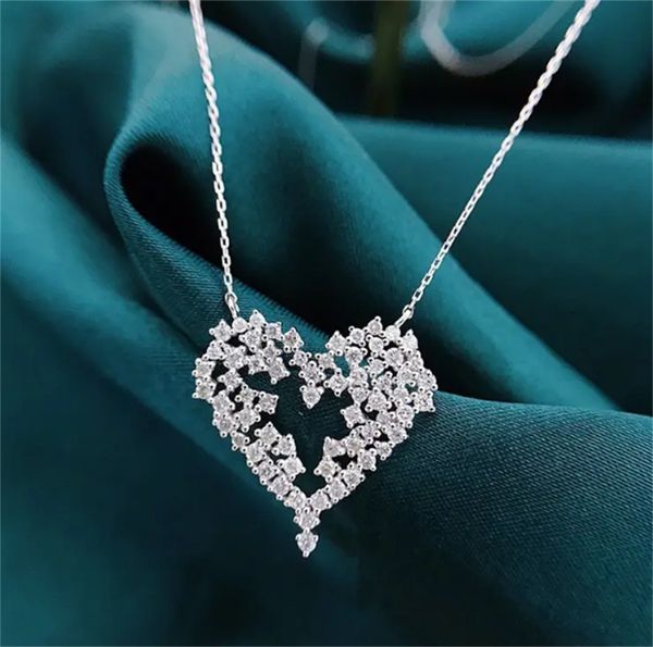 

sparkling love: 925 silver plated heart pendant necklace with cubic zirconia - perfect for women & girls on engagement & wedding occasions