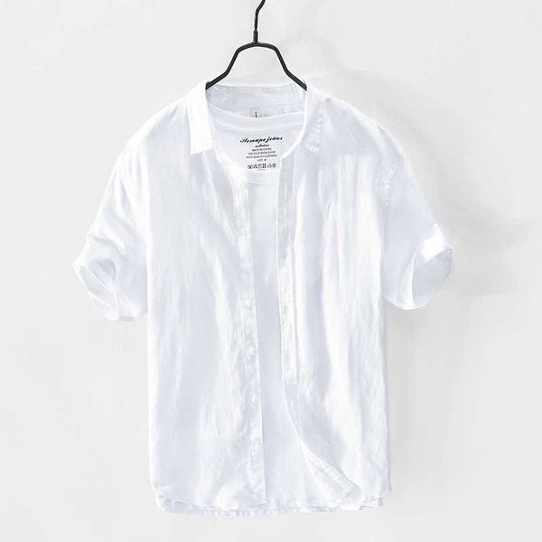 

t-shirts summer casual simple cotton linen short sleeved refreshing and fashionable men's shirt, White;black