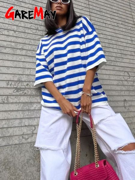 

womens tshirt womens striped cotton tshir with print short sleeve vintage oversized t shirts basic summer black tshirt for women 230503, White