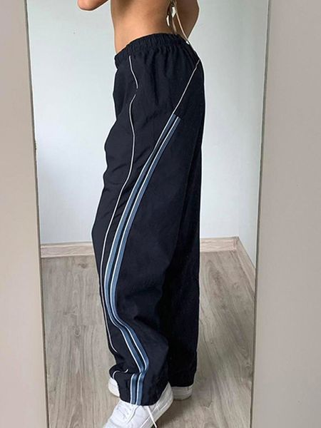 

women s pants s y2k women streetwear chic cargo korean harajuku casual parachute for men sweatpants wide leg joggers trousers clothes 230504, Black;white