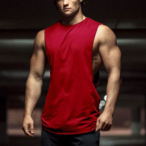 

mens tank bodybuilding drop armhole cartoon gym stringer summer fitness solid clothing loose oneck sleeveless vest 230504, White;black